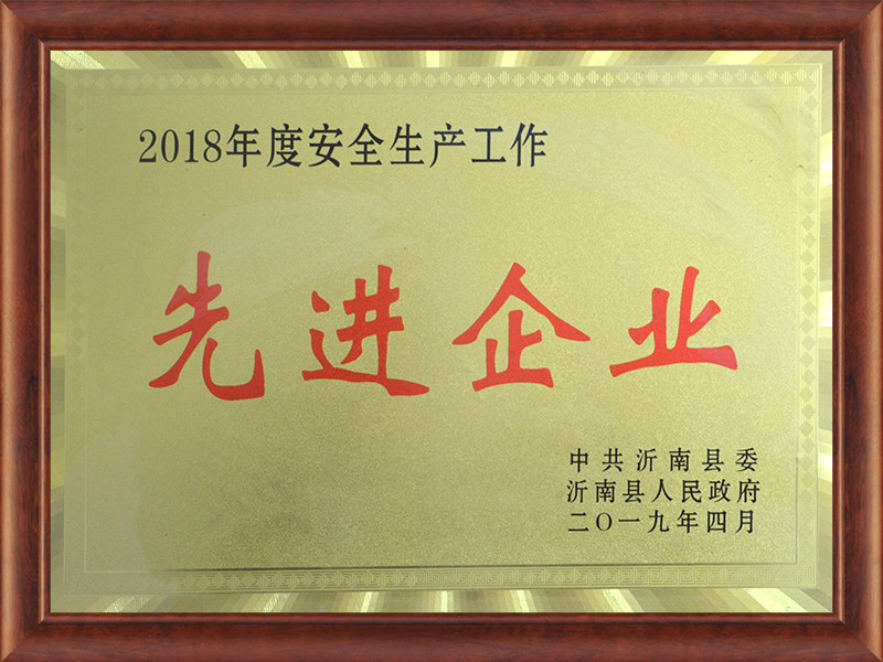 2018年度安全生產工作先進企業 